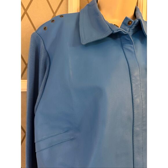NYGARD Collection WOMEN'S Royal BLUE LEATHER FRONT SWEATER BACK JACKET Size 3X - Picture 4 of 8